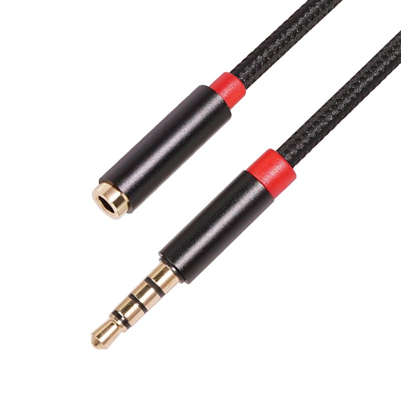 BRADOO-3.5mm Jack AUX AUDIO Male to Female Extension Cable with Microphone Stereo 3.5 Audio Adapter for PC Headset (1M)