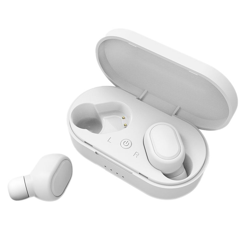 M1 TWS 5.0 Bluetooth Earphones 3D Stereo Wireless Earphones Earbuds Headset for Android Ios Fone De Ouvido with Dual Mic(White)