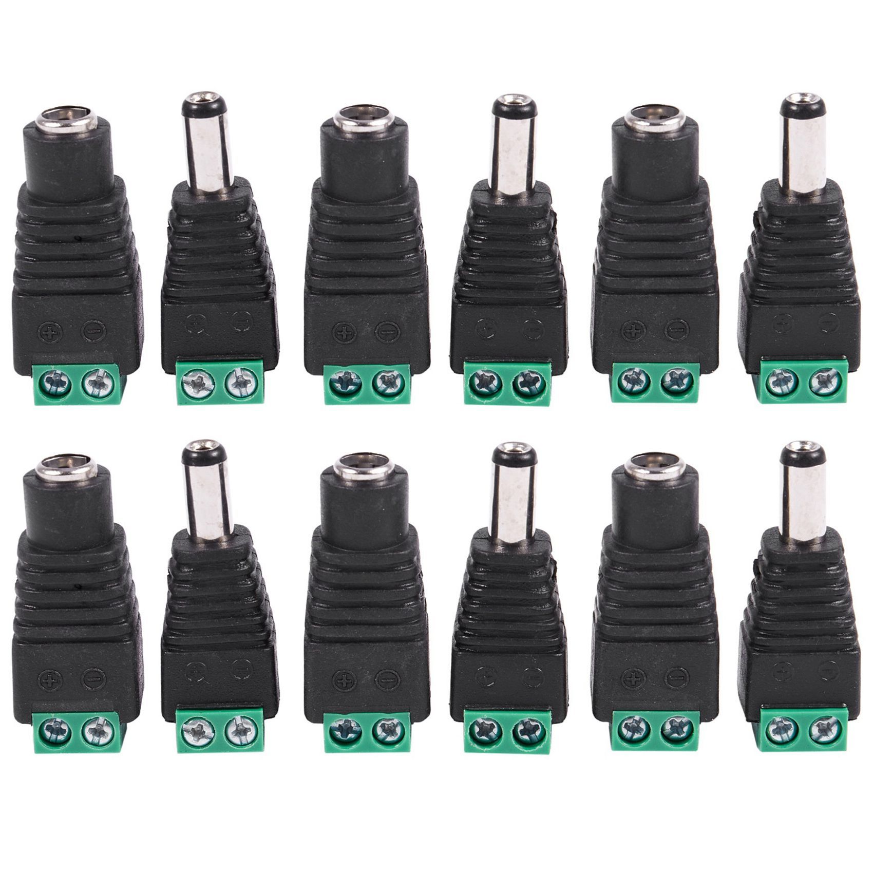 12 Pcs 5.5X2.1mm Female + Male CCTV DC Power Connector Adapter Repar Part