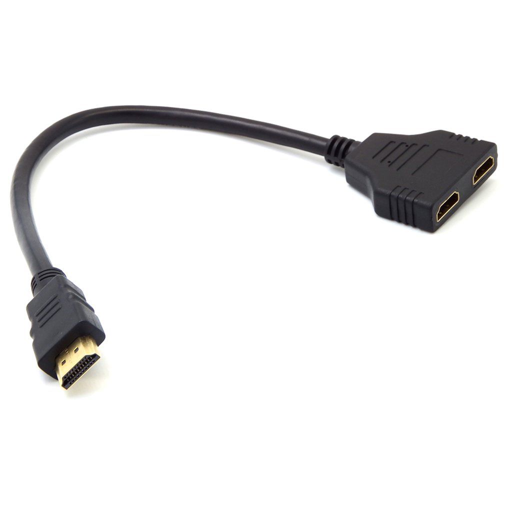1080P Hdmi-Compatible Port Male To 2 Female 1 In 2 Out Splitter Cable Black