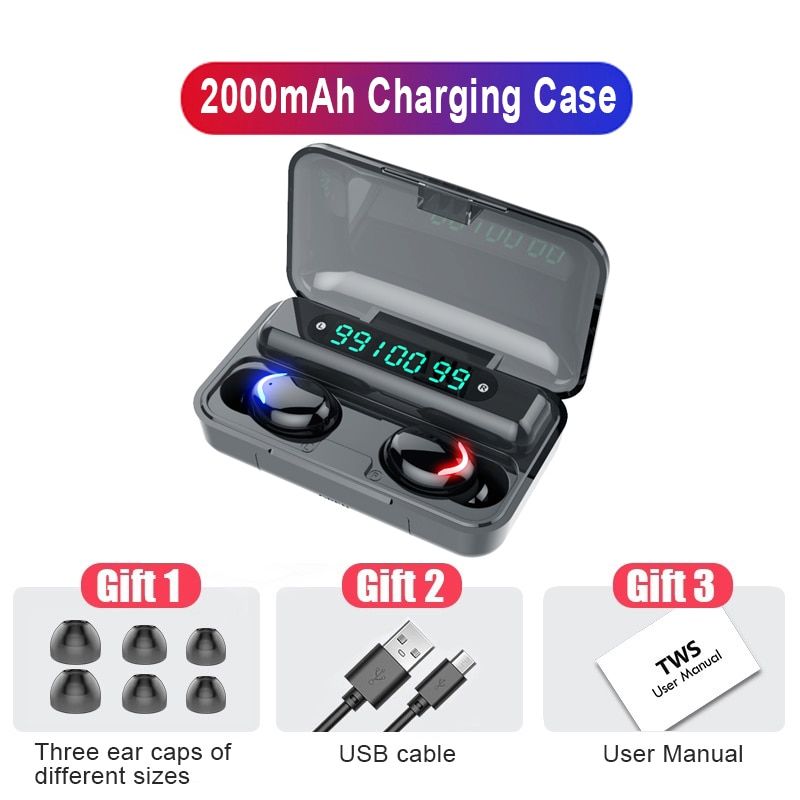 Bluetooth Earphones Wireless Headphones With Microphone Sports Ear Bud  Waterproof Headsets 2200mAh Charging Box For Android