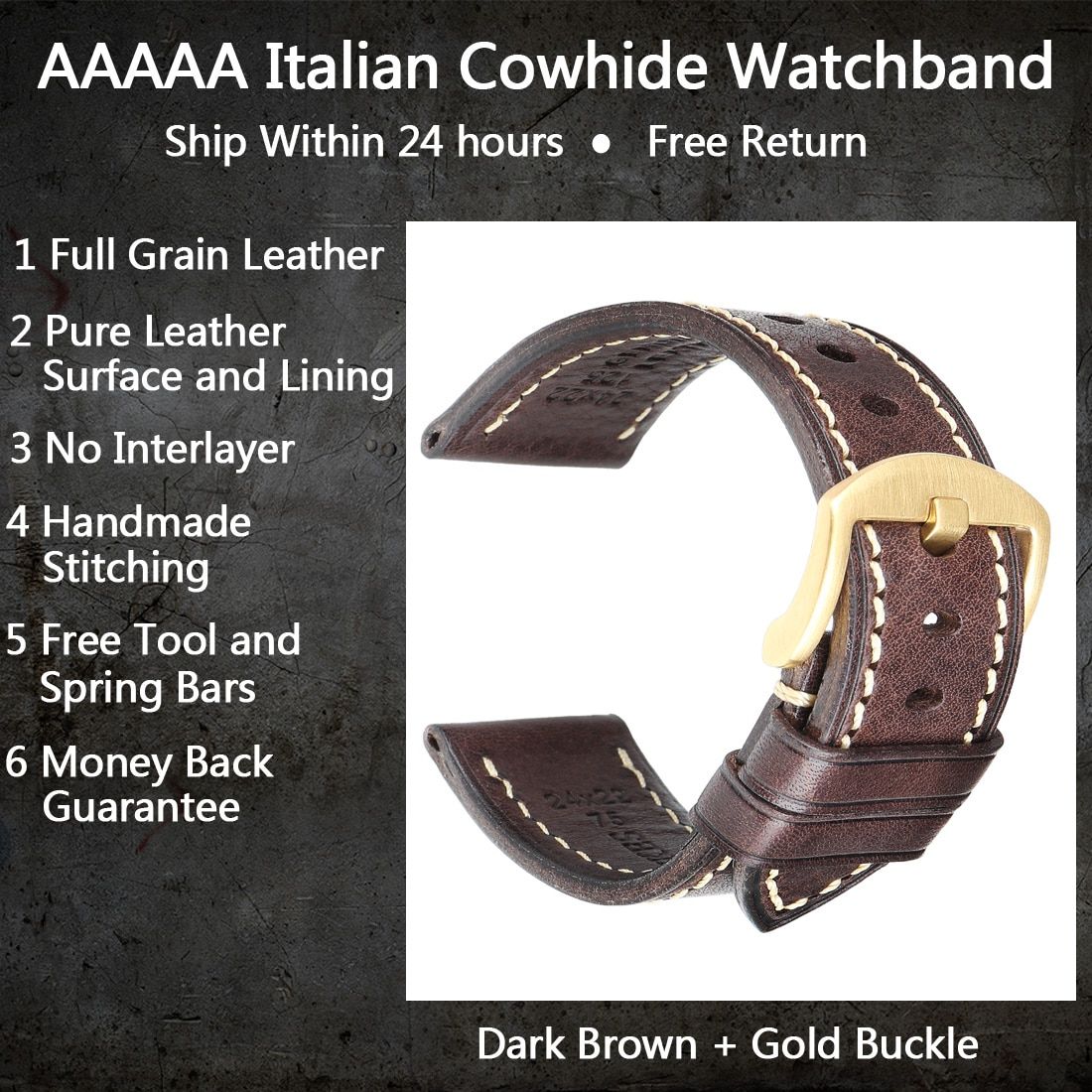 Luxury Handmade Watch Band  Cow Leather Watch Strap With Butterfly Buckle Bracelet For Hamilton SEIKO Citizen Watchbands