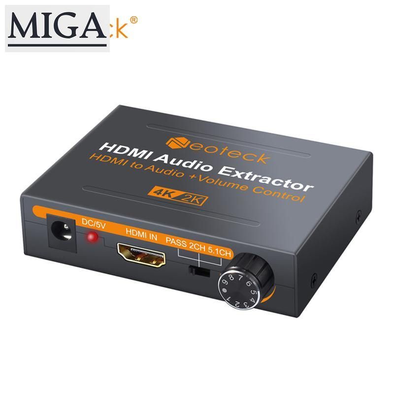 【MIGAPALAZA】 HDMI Audio Extractor HDMI to Optical TOSLINK SPDIF + HDMI Converter with 3.5mm Stereo Audio Splitter Adapter HDMI 1.4 Version Support 4K x 2K 3D - HDCP 2.0