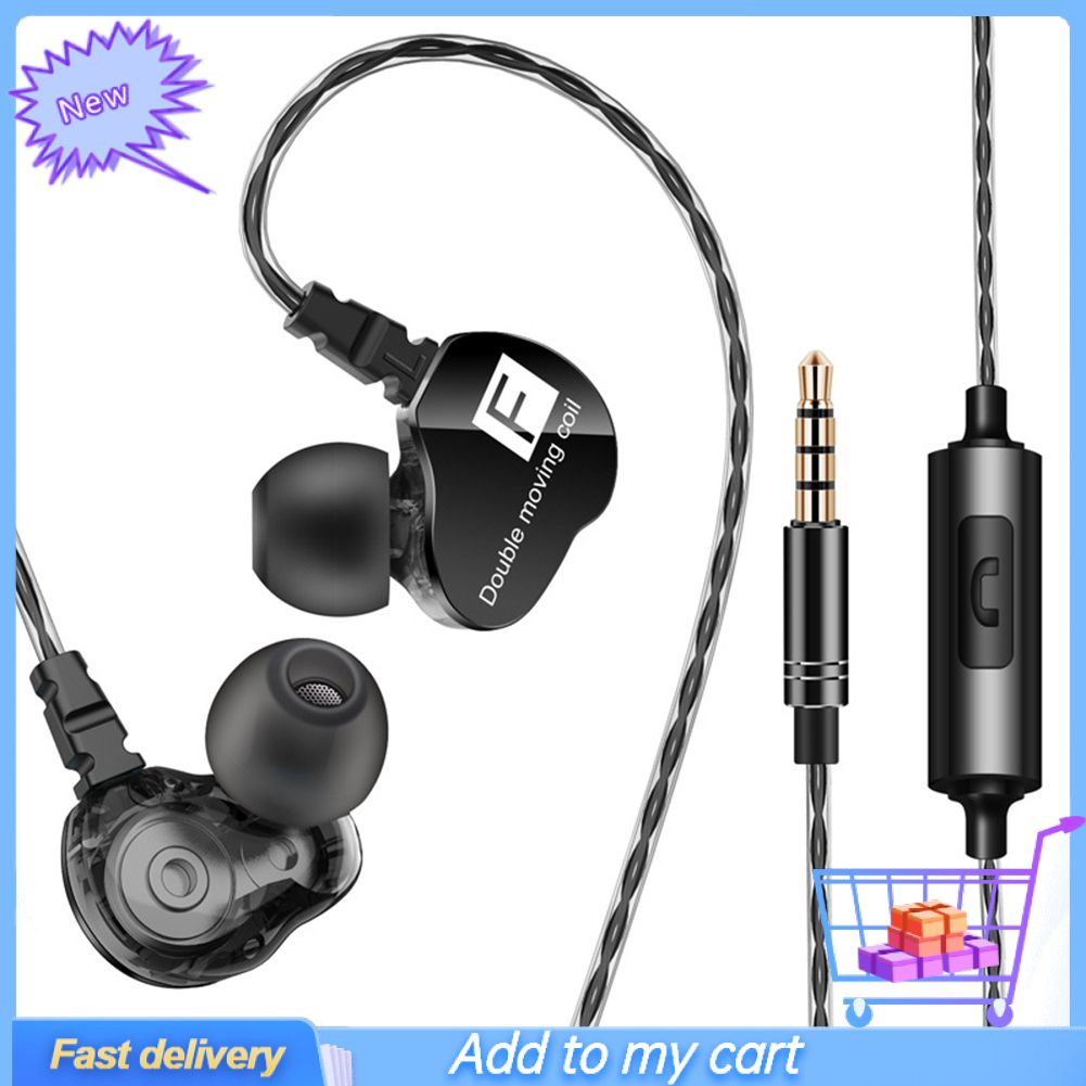 QKZ CK9 Dual Moving Coil Heavy Bass HiFi Microphone In-ear Sports Earphones