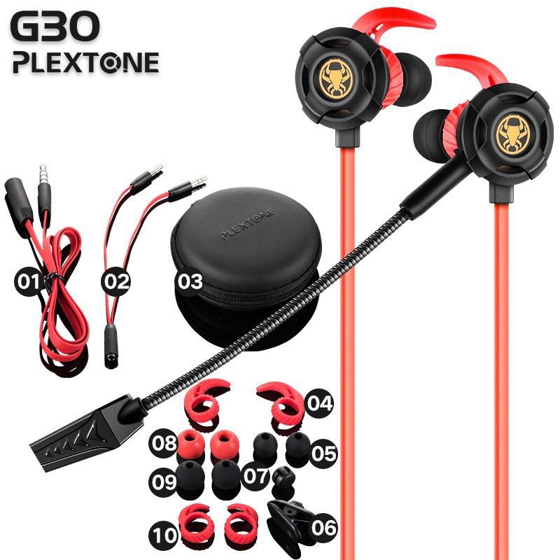 Plextone G30 PC Gaming Headset With Microphone In Ear Stereo Bass Noise Cancelling Earphone With Mic For Phone Computer Notebook