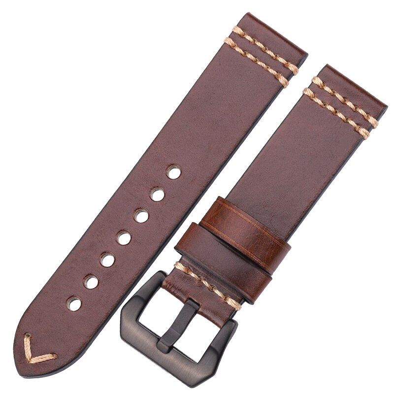 Watchbands  Leather Watch Band Strap 20mm 22mm 24mm Black Brown Blue Yellow Women Men Cowhide Bracelet Accessories