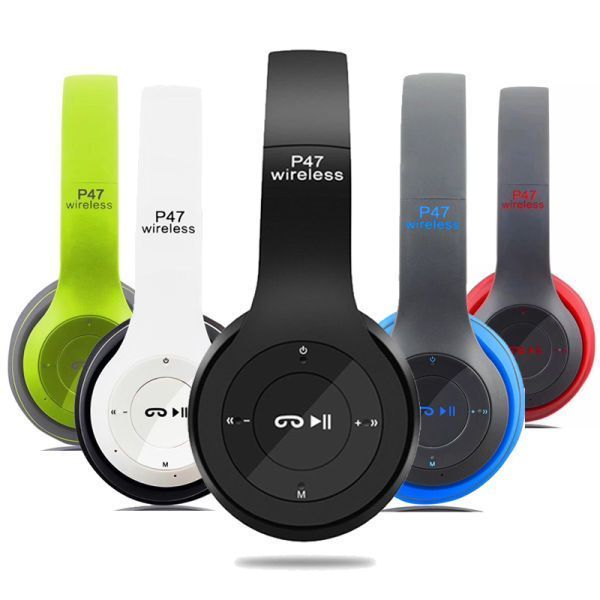 P47 Wireless Bluetooth Headphone P47 Stereo Earphone with SD Card  & Audio Jack Slot-Multicolor