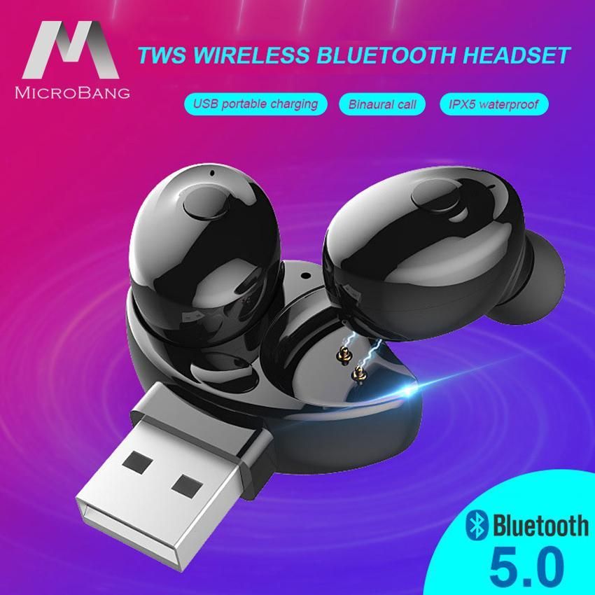 MicroBang Wireless Earphone Bluetooth 5.0 Mini Sport Earbuds In Ear Headphones Stereo Noise Cancellation Headsets with Built-in Mic