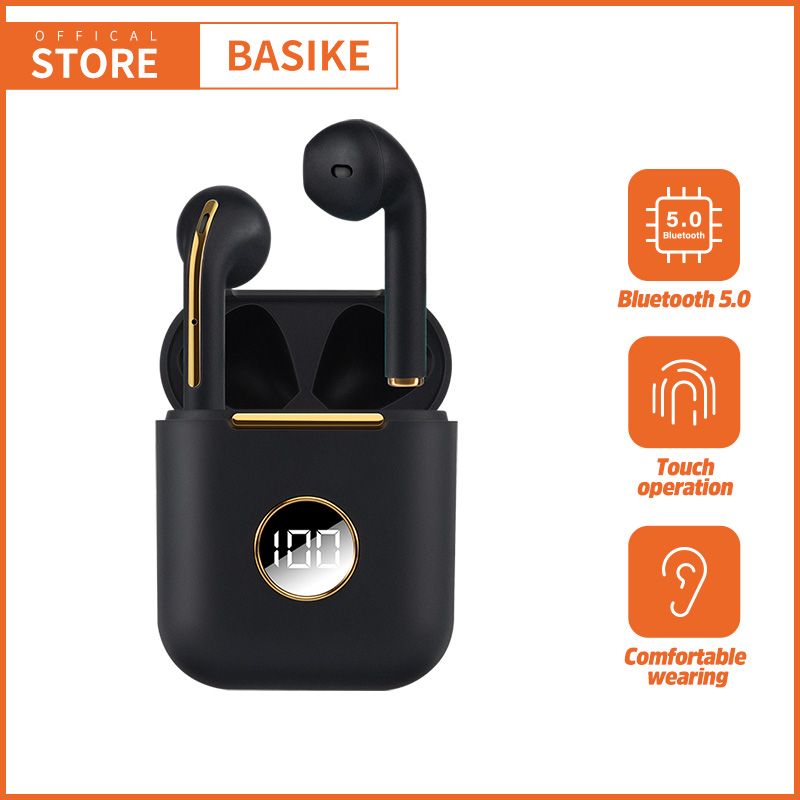 BASIKE TWS True Wireless Gaming Bluetooth Earbuds with Active Noise Cancellation Sport Earphones Stereo Headphones  Waterproof in Ear Built in Mic Compatible with for Apple and Android