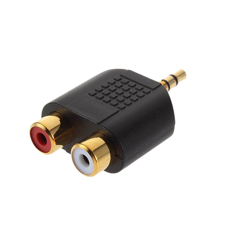 Gold-plated 3.5mm Stereo Plug to 2RCA(Red+White) Female Connector Adapter