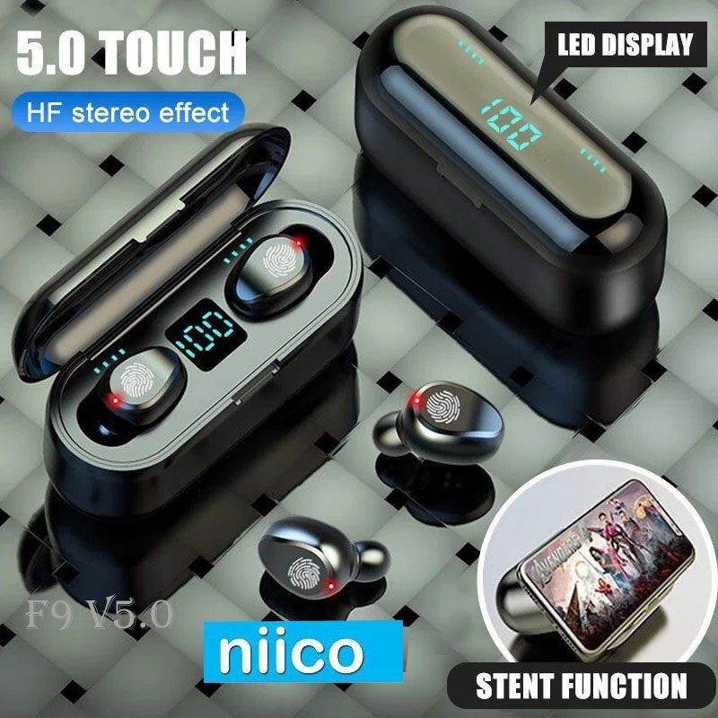 F9 Tws Wireless Earbuds Bluetooth V5.0 F9 Headphones for android