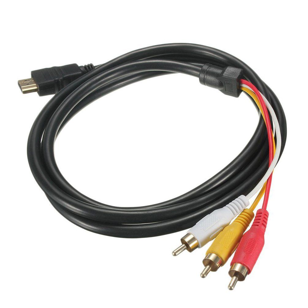 5 Feet 1.5M 1080P HDTV HDMI Male to 3 RCA Audio Video AV Cable Cord Adapter