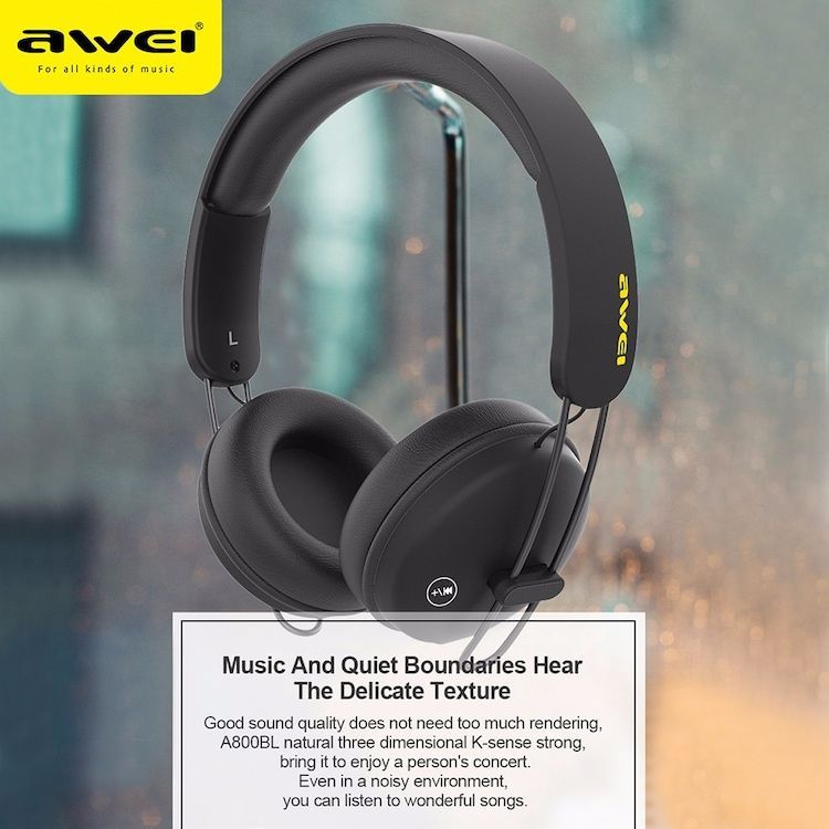 Original Awei A800BL Bluetooth Headphones Headset - Black