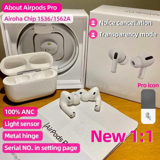Air.pods Pro ANC 100% l Active Noise CancellationAirpods pro For apple Touch Control sensored White (1:1)