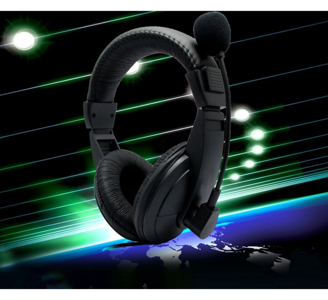 Black Over Ear Stereo Headphone With Boom Mic