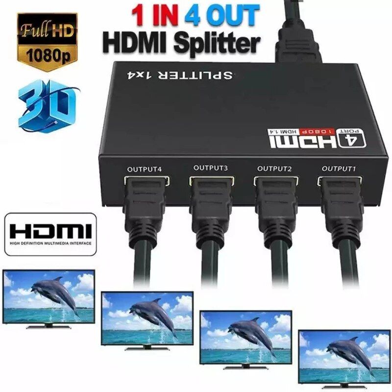 HDMI Splitter HDCP 4K 1x4 1 in 4 out Power Signal Amplifier 1080P 3D 1x4 Audio Spliter HDMI Converter 1x4 HDMI Adapter