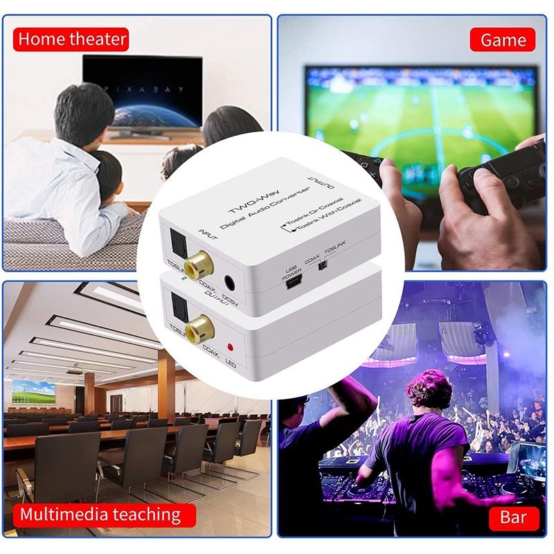 Optical to Coax Bi-Directional SPDIF Toslink to Coaxial Swtich Digital Audio Converter Splitter Adapter