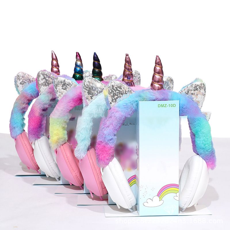 DMZ-10A Unicorn Color Plush Headset Cartoon Headphone Gift Headphone Reliable and safe Good effect and easy to use