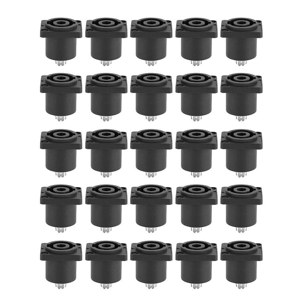 25PC 4-Core XLR Female Audio Socket Connector Panel Mount Chassis Adapter Plug
