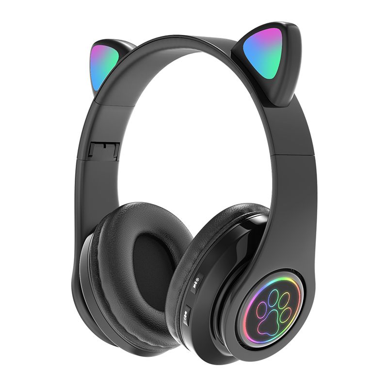 Cute Cat Ear Shape Luminous TWS Bluetooth 5.0 Wireless Earphones With Call Function And Built In Micphone