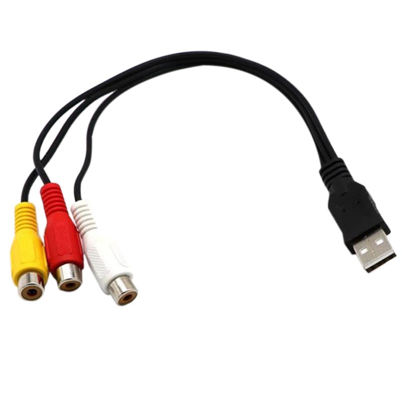 JOUYI USB to 3RCA Cable USB Female to 3 RCA Rgb Video AV Composite Adapter Converter Cable Cord Connector Lead for TV PC DVR