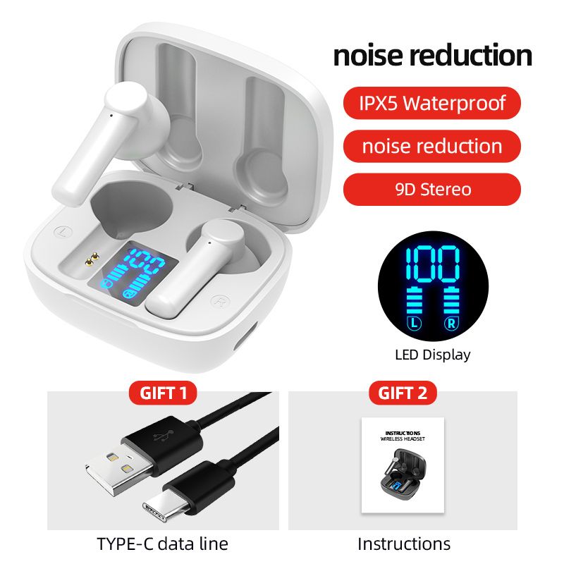 TWS Bluetooth 5.0 Earphones touch Wireless Headphones HIFI Sounds Handsfree Earbuds Stereo Intelligent noise reduction effect and easy to use