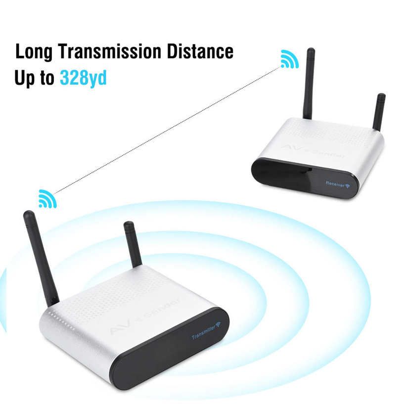 Wireless Audio Video Av Hd Tv Sender Transmitter & Receiver 8 Channel 2.4GHz 437yd Data Transmission Digital Signal for