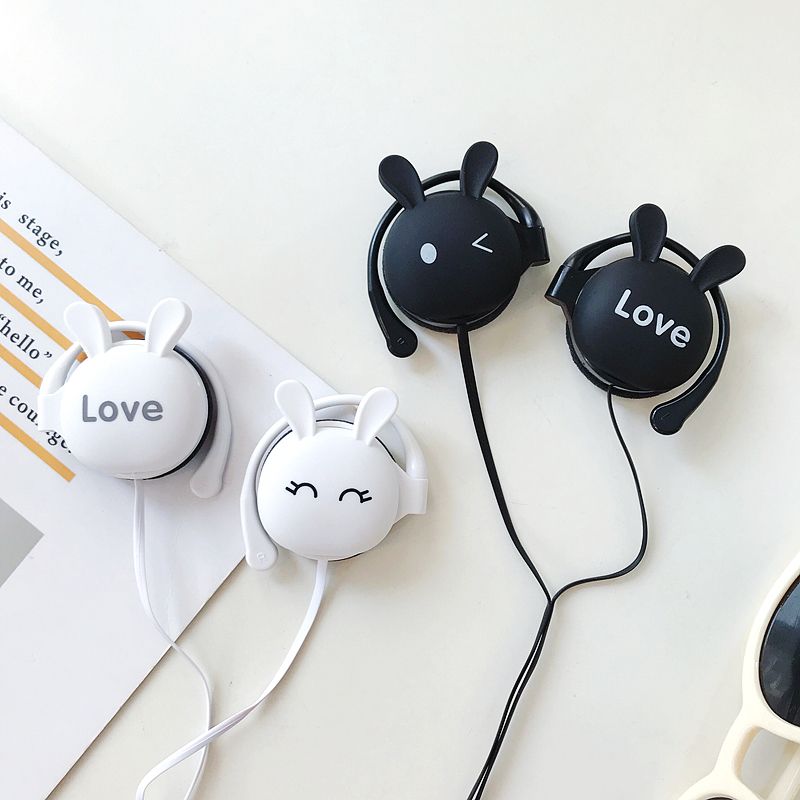 1pcs 3.5MM Wired Earphone Cute Student Earphone Cartoon Cute Rabbit Wired Headset Headphone With High-quality Microphone Girls Gift