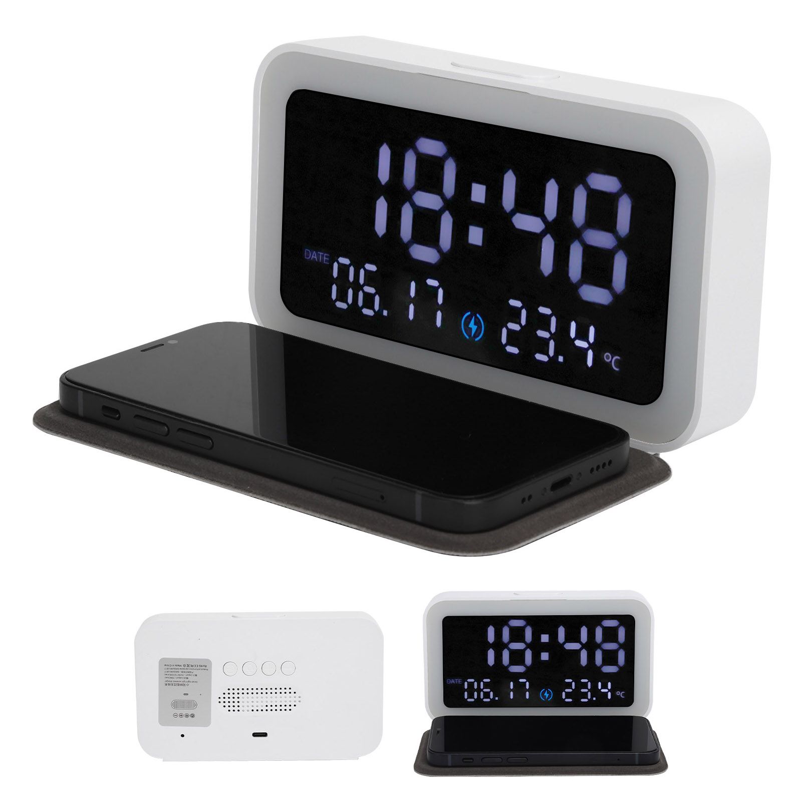 LED Electronic Clock Multifunctional Night Light Wireless Charger Thermometer