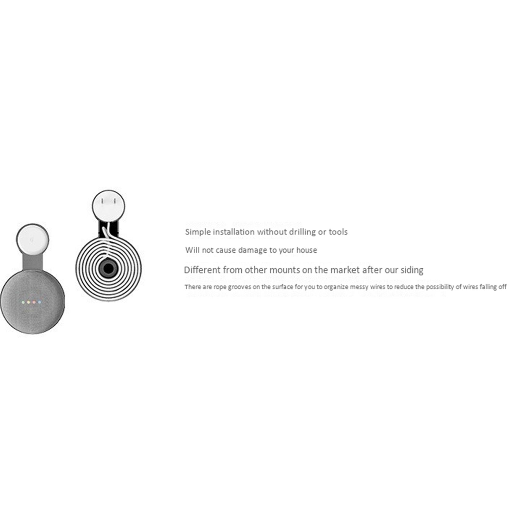 4Pcs for Google Audio for Google Nest Mini Wall Bracket Second Generation Socket Hanging Hanger Bracket-Black & White