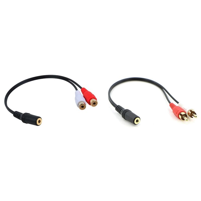 2PCS 3.5mm Jack Female to 2 Female Jacks Stereo Adapter Audio Splitter with 2-RCA Jack Aux Stereo Audio Cable