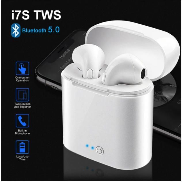 i7s Tws Double Dual Mini Wireless Bluetooth Earphone With Power Case - White