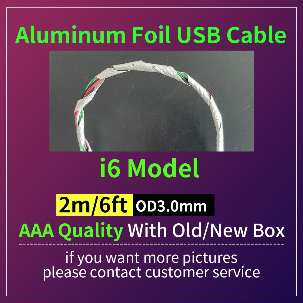 10pcs/Lot 2M 6FT OD 3.0mm Aluminum Foil USB Charger Cable For iX XS Max XR 5S SE 7 8 6S 6 Plus 5S USB Data Cable Cords With Box