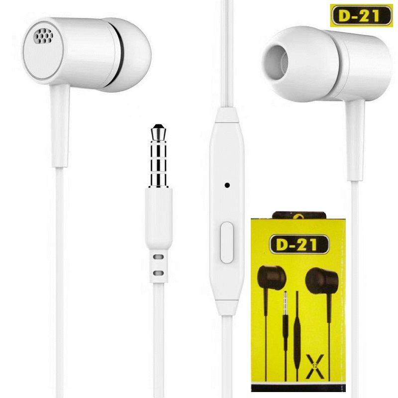 D21 Universal 3.5mm Wired Earphone Dual Speaker Heavy Bass Wired In-Ear Earbuds Headset with Mic Sports Wired Headset Earphone
