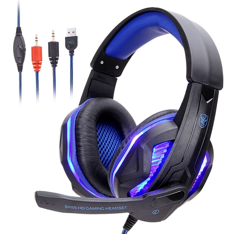 New professional gaming headset LED light with microphone bass HD stereo computer auriculares para juegos for PC PS4 XBOX Phone