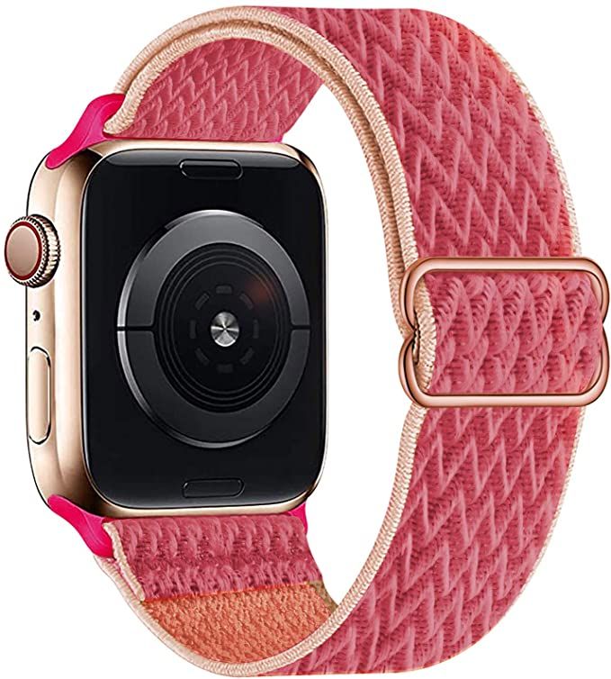 Scrunchie Nylon Strap for Apple Watch band 44mm 40mm 42mm 38mm Adjustable Stretchy Solo Loop  Elastic iWatch Series SE 6 5 4 3