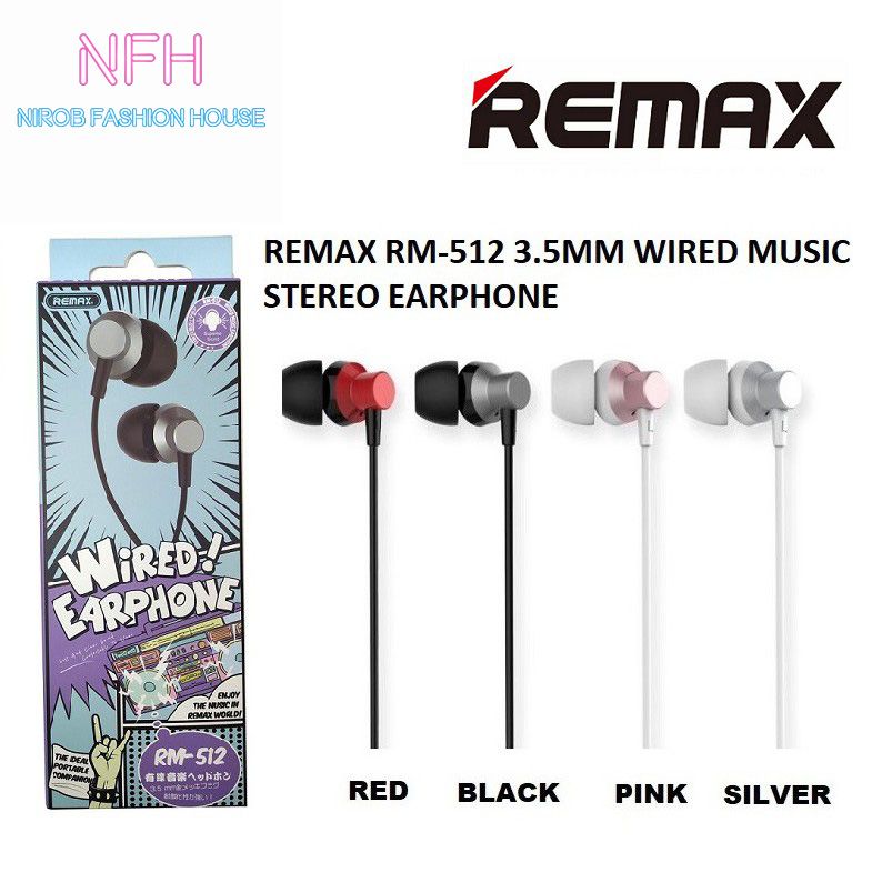 Remax Rm-512 / Remax 512 ( 2021) 3.5Mm - In-Ear Headphone With Noise Reduction Hd Hif Stereo Heavy Bass Boosted Mobile / Laptop / Pc Gaming / Best Music Wired Earphone - Ear Phone