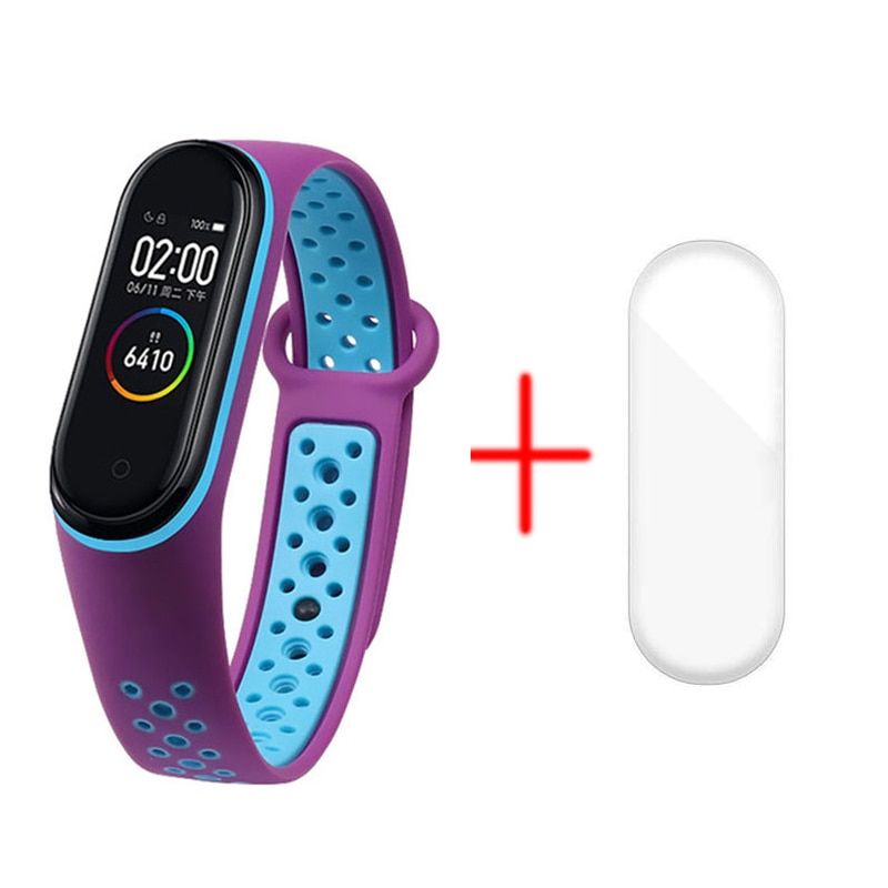 Colorful Strap for Xiaomi Mi Band 3 4 5 6 Smart Watch Wrist Protector Film for MiBand 4 5 6 Silicone Replacement Strap for M3 M4