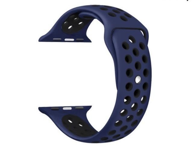 42mm/44mm Soft Fashion Silicone Replacement Strap For Smart Watch-Blue&Black