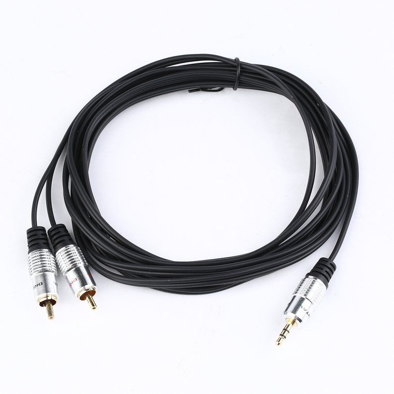 Portable Gold-plated Molded Lock Aluminum Shell DC3.5SP Male/2RCA Male Wiring