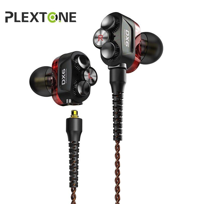 Plextone DX6 Sport Earphone Three Units 3.5mm In-ear Earbuds HIFI Stereo Bass Wired Headset MMCX Cable Earbuds
