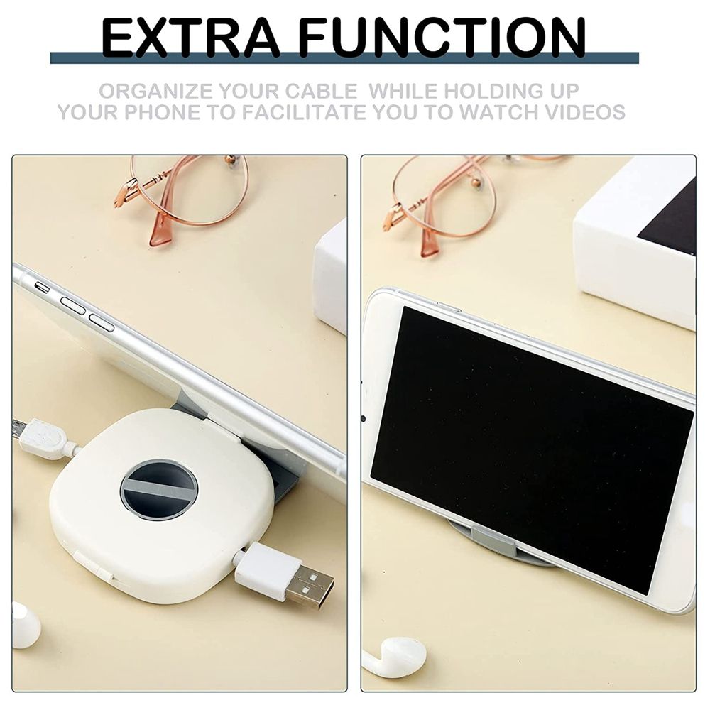 6 Pieces of Retractable Charging Cable Storage Box Suitable for USB Cable, Earphone Cable, Mouse Cable, Charger Cable