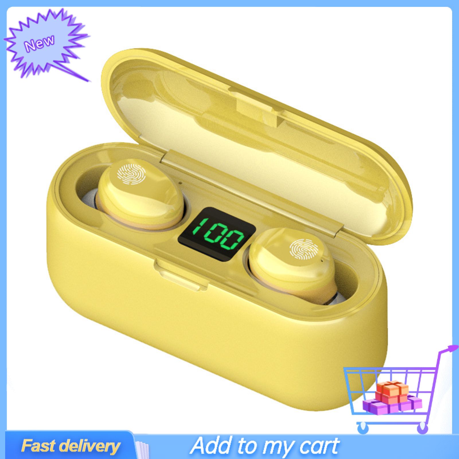GreenForest Wireless Earphones Digital Display Noise Reduction Bluetooth-compatible 5.0 Life Waterproof True Wireless Stereo In-ear Earbuds Headset for Mobile Phone