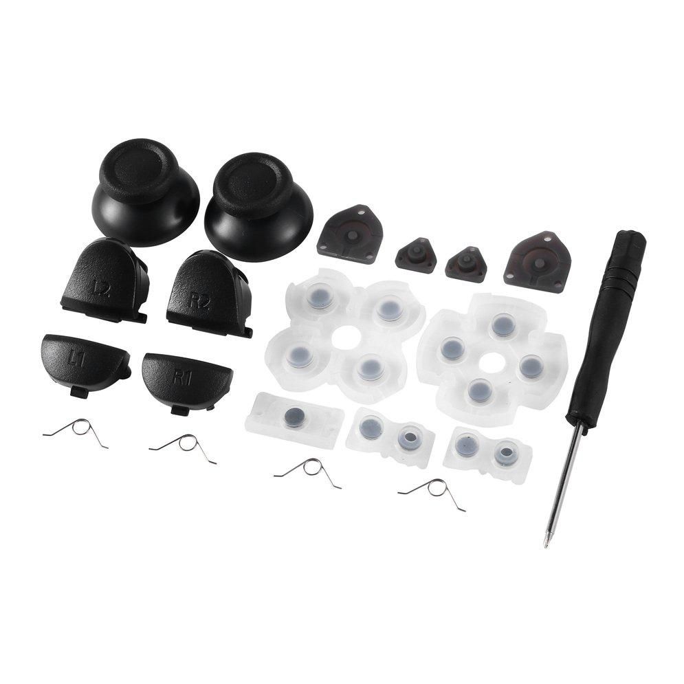LALA rubber pad + button + spring + screwdriver + Joystick cap 20pc/ sets for PS4