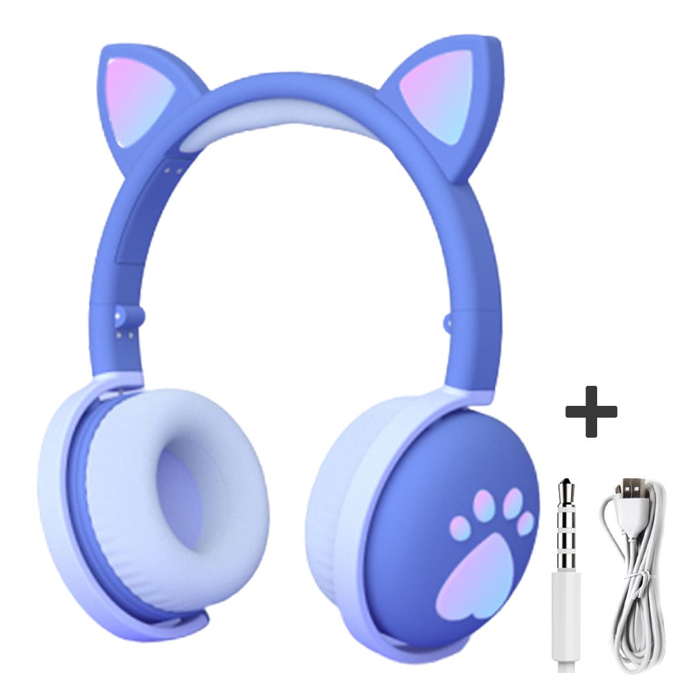 Foldable Wireless Bluetooth LED Light Cartoon Cat Ear Claw Headphone Headset