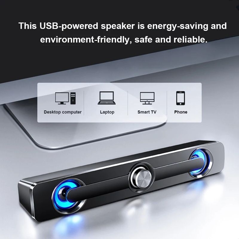 SADA V-111 Computer Speaker USB Wired ful Bar Stereo Subwoofer Bass Speaker Surround Sound Box for PC Phone MP3 MP4