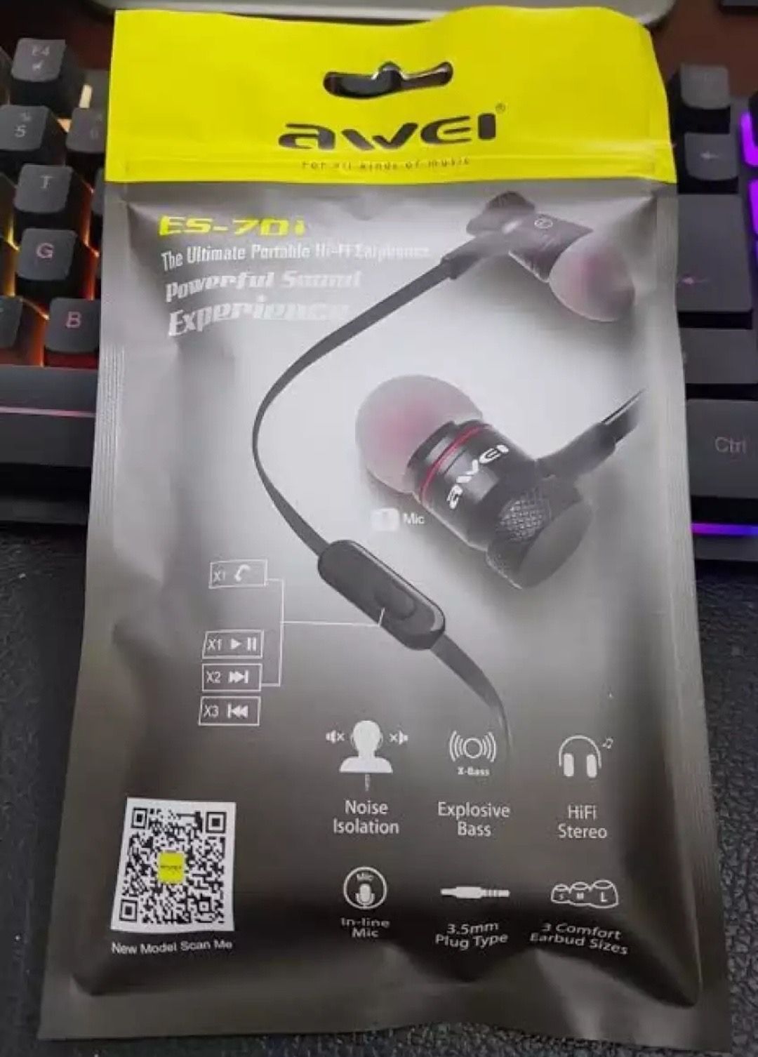 Awei ES-70i Stereo Metal Wired In-Ear Earphone With Mic