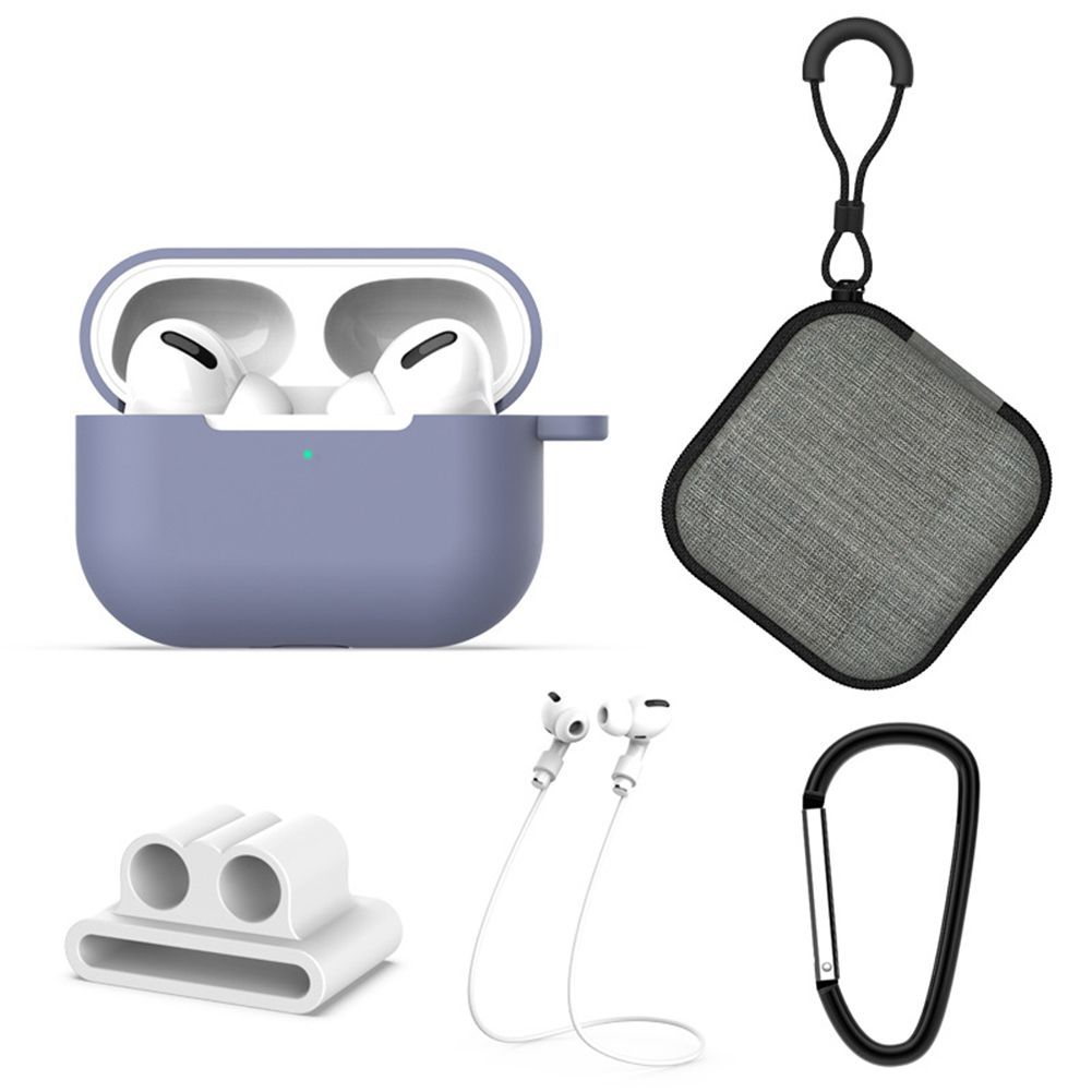 5Pcs Silicone Earphone Protective Case Box Anti-lost Rope Set for AirPods Pro