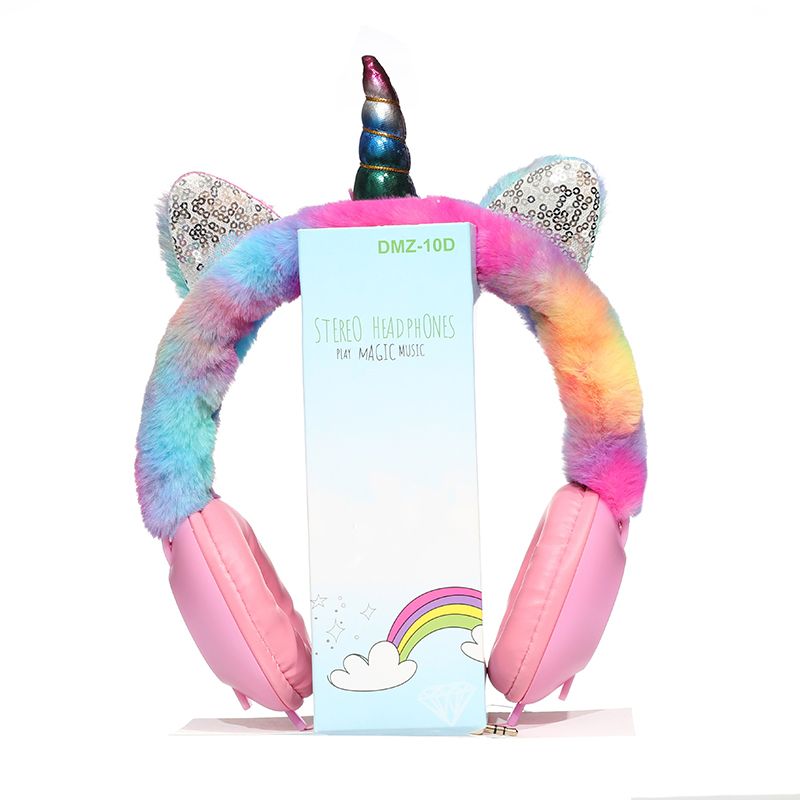 DMZ-10A Unicorn Color Plush Headset Cartoon Headphone Gift Headphone Reliable and safe with Portability