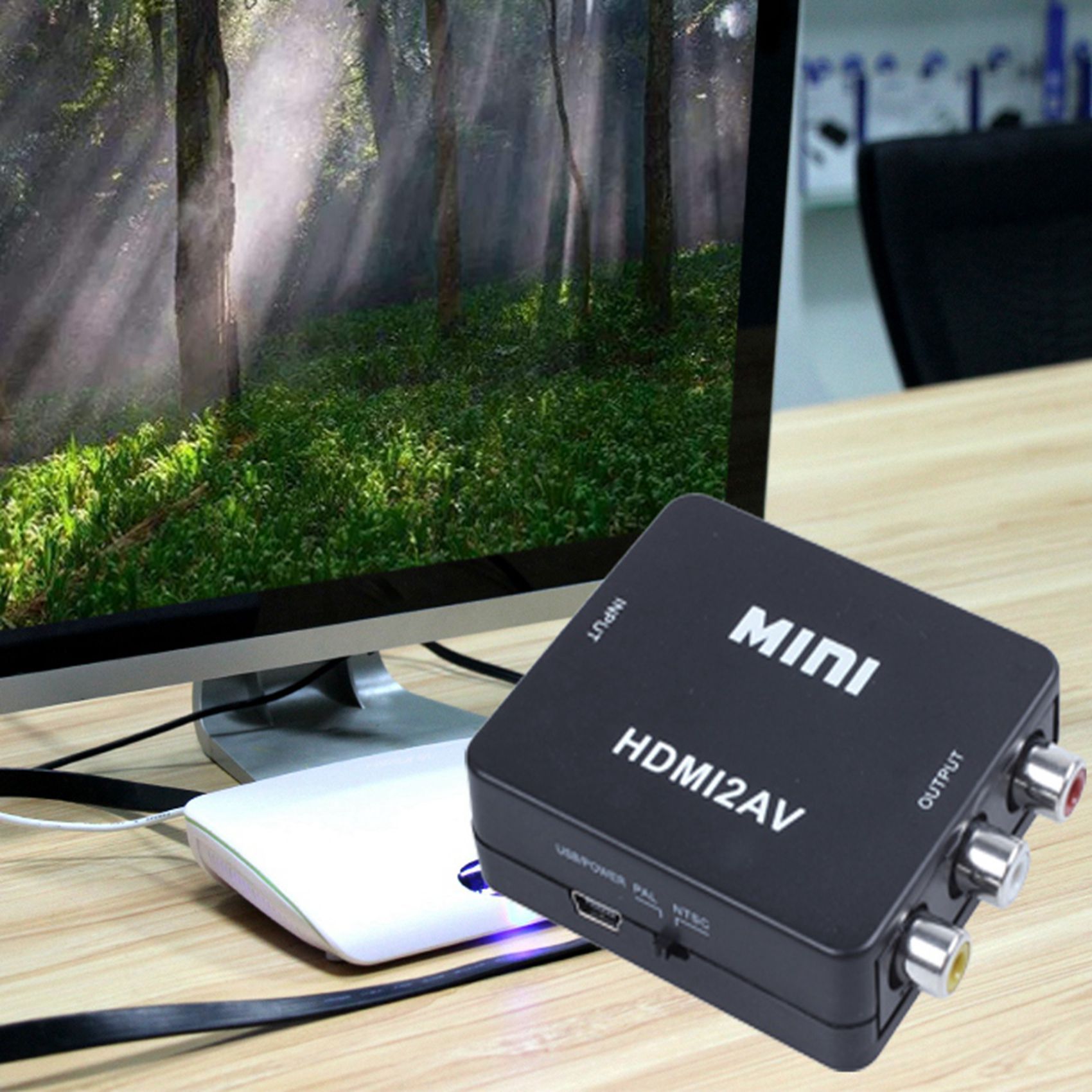 2X MINI HDMI to 3RCA CVBS Composite Video AV Converter Adapter TV PS3 VHS VCR DVD Black